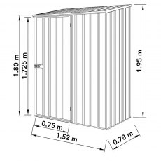 5x3 Mercia Absco Space Saver Metal Shed in Monument - Dimensions