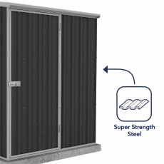 5x3 Mercia Absco Space Saver Metal Shed in Monument - strong wall cladding