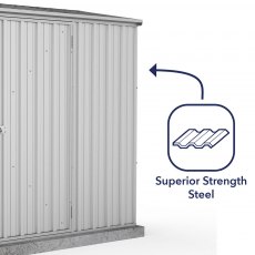 7x3 Mercia Absco Space Saver Pent Metal Shed in Zinc - strong wall cladding