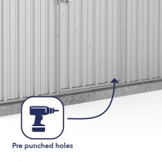 7x5 Mercia Absco Premier Metal Shed in Zinc - pre-punched holes for easy assembly