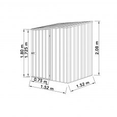 5x5 Mercia Absco Space Saver Pent Metal Shed in Pale Eucalyptus - dimensions