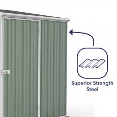 5x5 Mercia Absco Space Saver Pent Metal Shed in Pale Eucalyptus - strong wall cladding