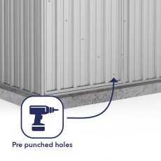 5x5 Mercia Absco Premier Metal Shed in Zinc - pre-punched holes for easy assembly