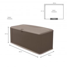 5x2 Rubbermaid Heavy Duty Plastic Storage Deck Box 545 litres in Olive Brown - diagram