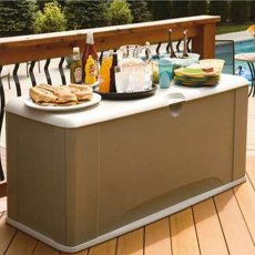 5x2 Rubbermaid Heavy Duty Plastic Storage Deck Box 545 litres in Olive Brown - showing different way
