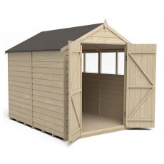 8x6 Forest Overlap Shed with Double Doors - Pressure Treated - White background, Doors Open