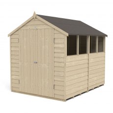 8x6 Forest Overlap Shed with Double Doors - Pressure Treated - White Background, Doors Closed