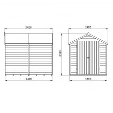 8x6 Forest Overlap Apex Shed with Double Doors - Windowless - Dimensions