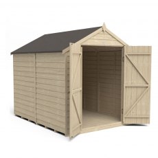 8x6 Forest Overlap Apex Shed with Double Doors - Windowless - White Background, Doors Open