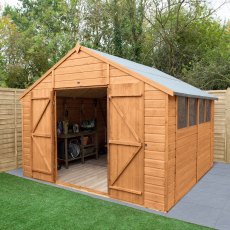10x10 Forest Shiplap Apex Shed with Double Doors - In Situ
