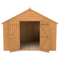 10x10 Forest Shiplap Apex Shed with Double Doors - Front View, Doors Open