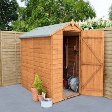 6x4 Forest Shiplap Apex Shed - Windowless - In Situ - angle view