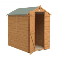 6x4 Forest Shiplap Apex Shed - Windowless - white background - angle view - doors open