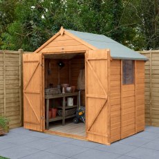 5x7 Forest Shiplap Apex Shed with Double Doors - In Situ