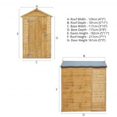 6x4 Mercia Shiplap Apex Windowless & Reverse Apex Shed Windowless- dimensions for apex style