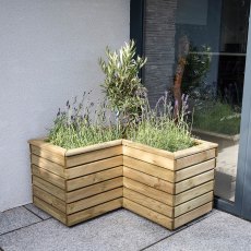 Forest Linear Corner Wooden Planter - Pressure Treated - 2’7 x 2’7 (0.8m x 0.8m)