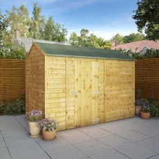 10x6 Mercia Shiplap Apex & Reverse Apex Shed - reverse apex style with doors closed
