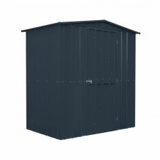 6x4 Lotus Metal Shed in Anthracite Grey - Hinged Single Door - Closed Door, White Background