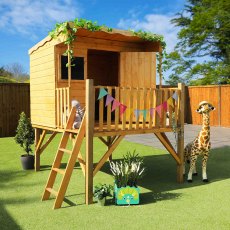 Mercia Pent Style Playhouse with Tower - insitu and decorated
