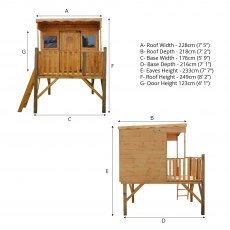 Mercia Pent Style Playhouse with Tower - dimensions