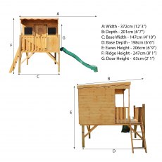 Mercia Pent Style Playhouse with Tower & Slide - dimensions
