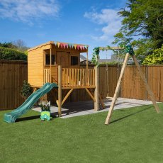 Mercia Pent Style Playhouse with Tower & Activity Set - iunsitu with playhouse, slide and swing