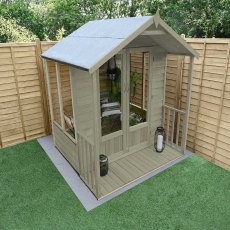 6x6 Forest Oakley Summerhouse with Veranda - Pressure Treated - insit with doors closed