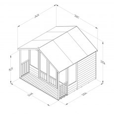8 x 8 Forest Oakley Summerhouse with Verandah - Pressure Treated - Dimensions