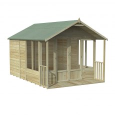 8x12 Forest Oakley Summerhouse with Verandah - Pressure Treated- In Situ