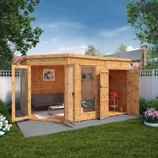 12 x 8 (3.68m x 2.54m) Mercia Corner Summerhouse with Side Shed
