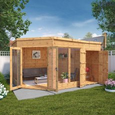 13 x 9 (4.06m x 2.91m) Mercia Corner Summerhouse with Side Shed