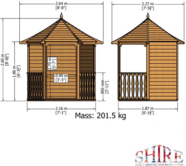 Shire Summerhouse Arbour - dimensions