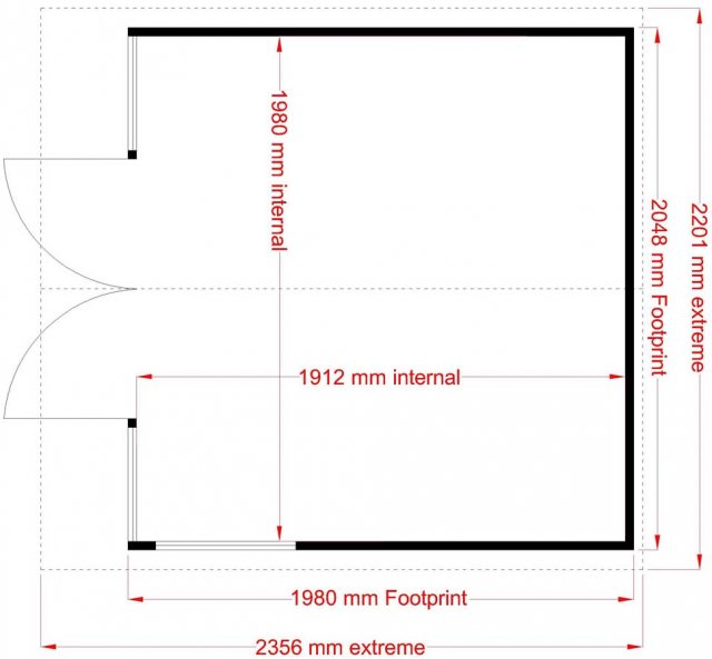 7 x 7 Shire Kensington Summerhouse - Floor Plan