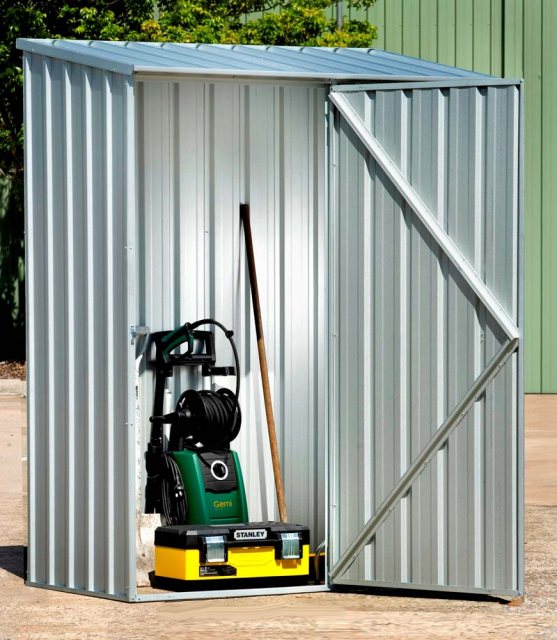 5 x 3 Mercia Absco Space Saver Pent Metal Shed in Zinc - with contents