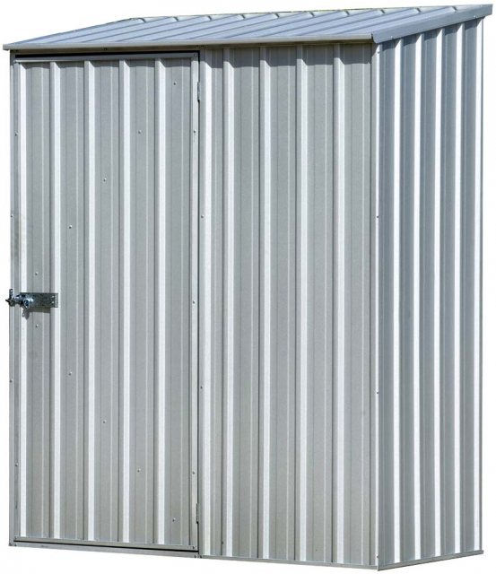 5 x 3 Mercia Absco Space Saver Pent Metal Shed in Zinc - isolated, door closed