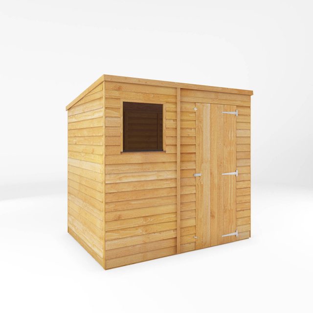 5 x 7 Mercia Overlap Pent Shed - isolated with door closed