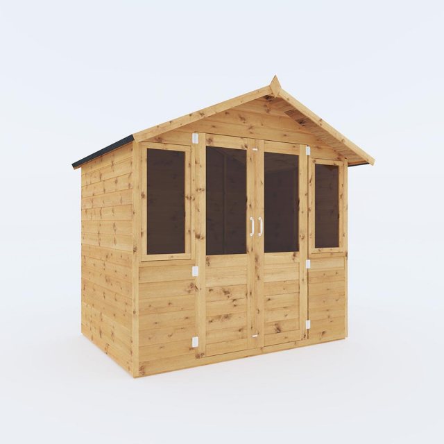 7x5 Mercia Shiplap Traditional Summerhouse - isolated with doors closed