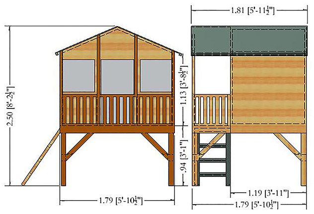 Shire Stork Tower Playhouse - Dimensions