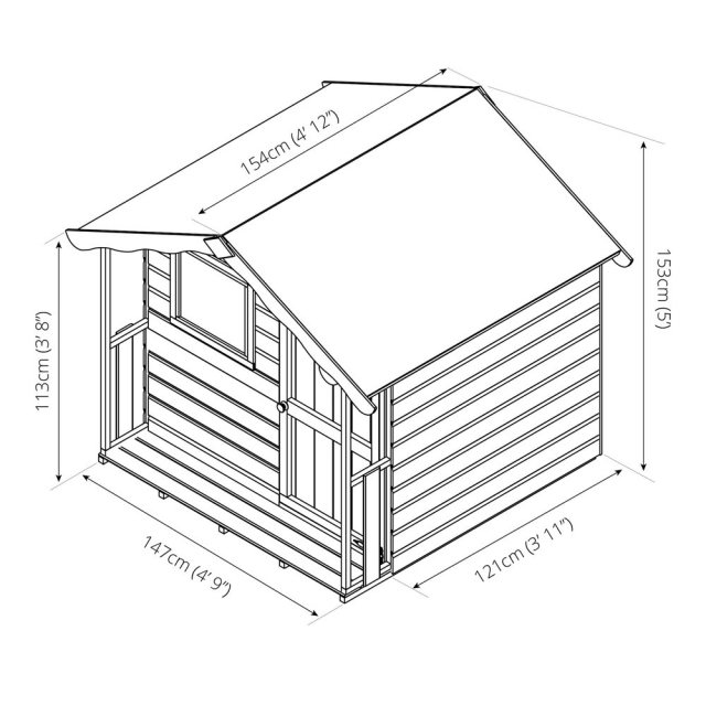 5 x 5 (1.60m x 1.1m) Mercia Tulip Playhouse Plan - diagram