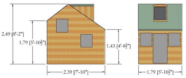 Shire Double Storey Cottage Playhouse - Dimensions