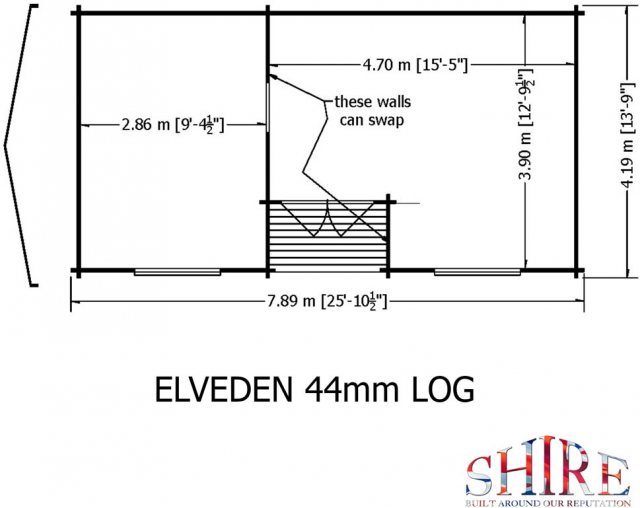 26 x 14 Shire Elveden Log Cabin - Base plan