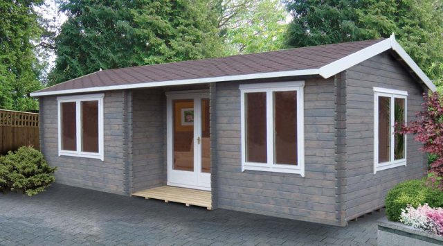 26 x 14 Shire Elveden Log Cabin - Anthracite Grey and optional plain windows