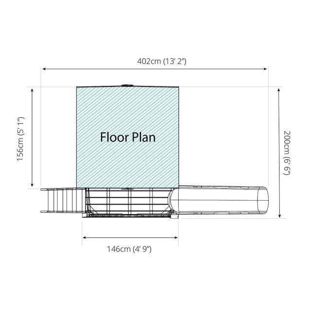 5x7 Mercia Tulip Tower Playhouse with Slide - floorplan