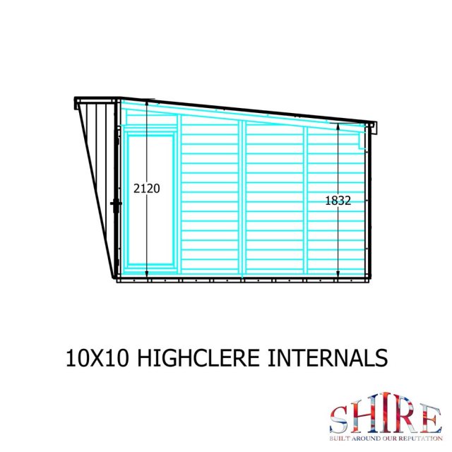 10 x 10 Shire Highclere Summerhouse - Internal dimensions