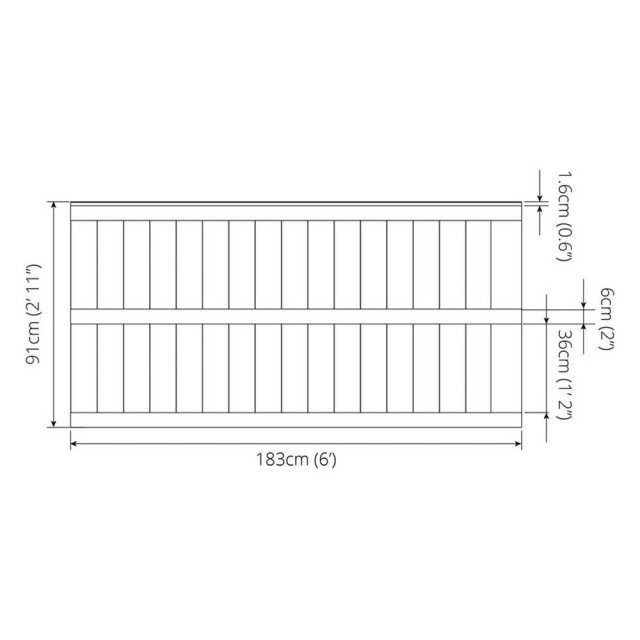 3ft High Mercia Vertical Feather 3ft High Mercia Vertical Feather Edge Flat Top Fence Panel - Pressu