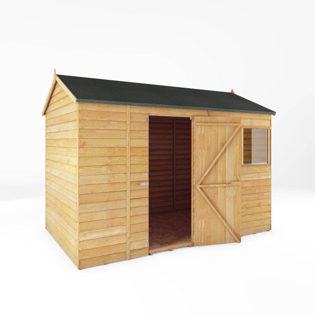 10 x 6 Mercia Overlap Reverse Shed - white background - angle view - doors open
