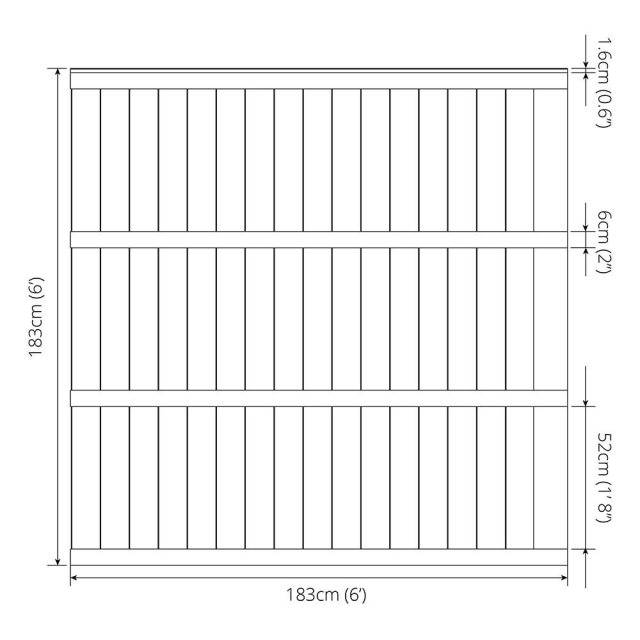 6ft High Mercia Vertical Feather Edge Flat Top Fencing Pack Pressure Treated - dimensions