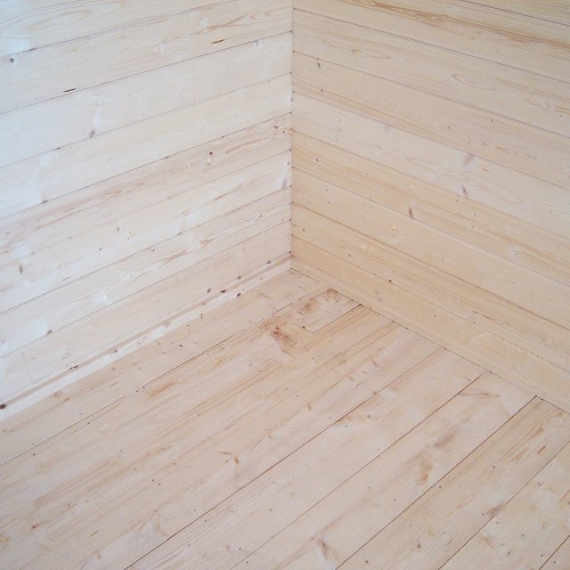 10G x 8 (2.99x 2.39m) Shire Tunstall Log Cabin - tongue and groove floor with skirting board