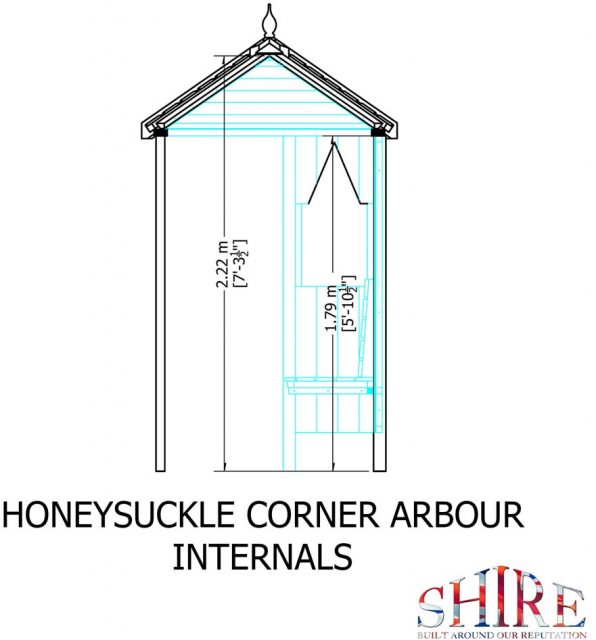 Shire Honeysuckle Corner Arbour - dimensions