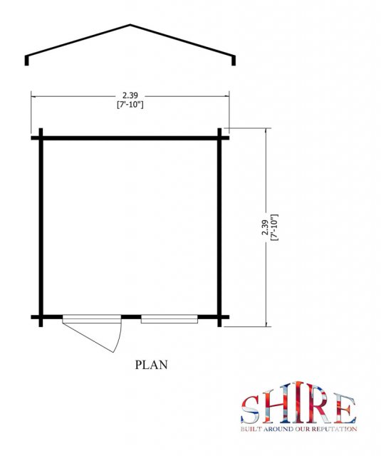8 x 8 Shire Avesbury Log Cabin - Floor plan